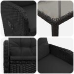 vidaXL Záhradná jedálenská súprava 3 pcs Čierna 90 x 90 x 75 cm – Obrázok 5