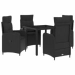 vidaXL Záhradná jedálenská súprava 5 pcs Čierna 90 x 90 x 75 cm