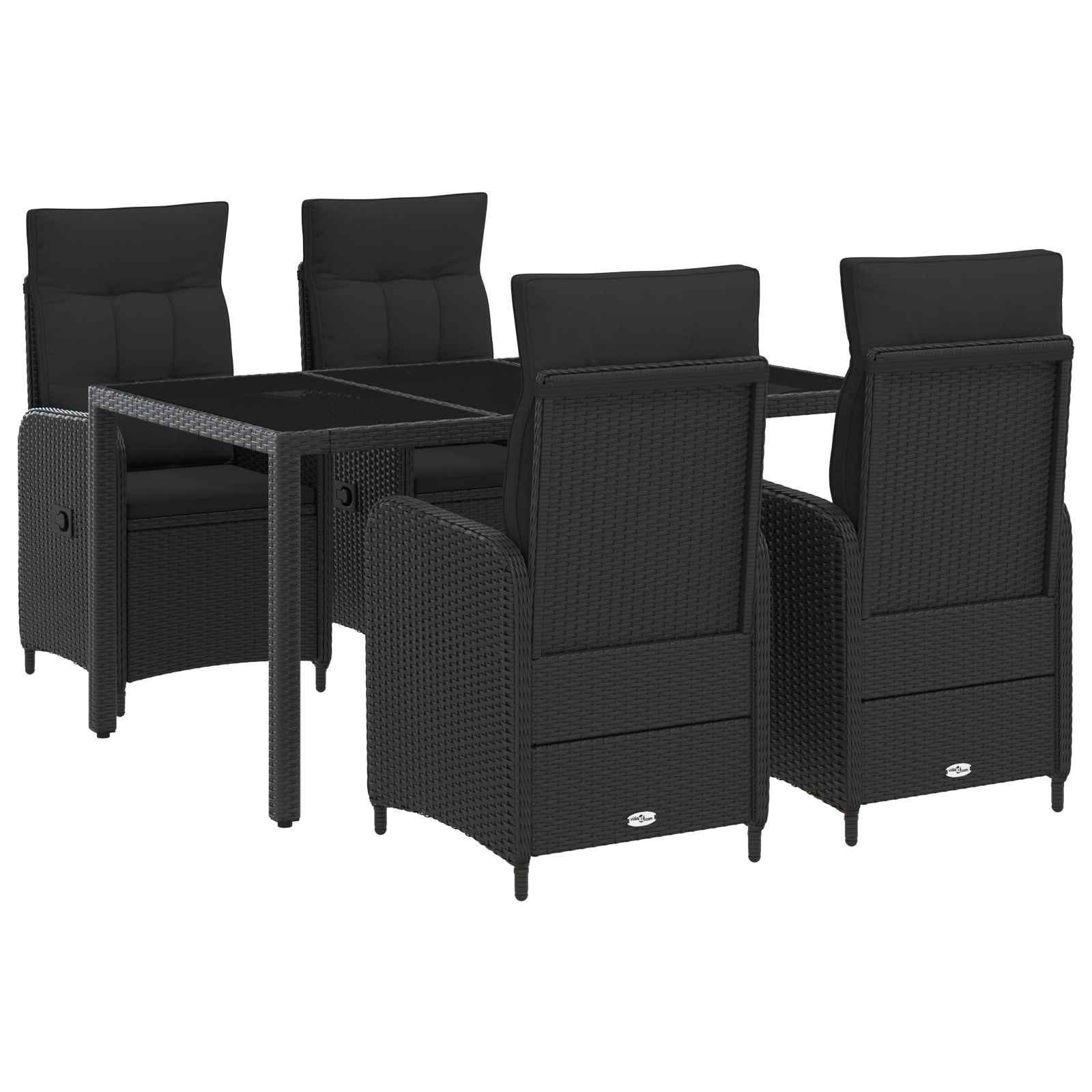 3422298_1.jpg vidaXL Záhradná jedálenská súprava 5 pcs Čierna 150 x 90 x 75 cm – Obrázok 1