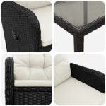vidaXL Záhradná jedálenská súprava 7 pcs Čierna a krémová biela – Obrázok 5