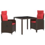 vidaXL Záhradná jedálenská súprava 3 pcs polyratan