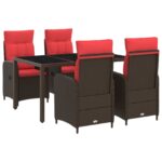 vidaXL Záhradná jedálenská súprava 5 pcs polyratan