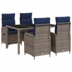 vidaXL Záhradná jedálenská súprava 5 pcs polyratan