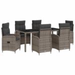 vidaXL Záhradná jedálenská súprava 7 pcs Svetlo šedá a tmavo šedá