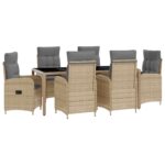 vidaXL Záhradná jedálenská súprava 7 pcs Beige a svetlo šedá