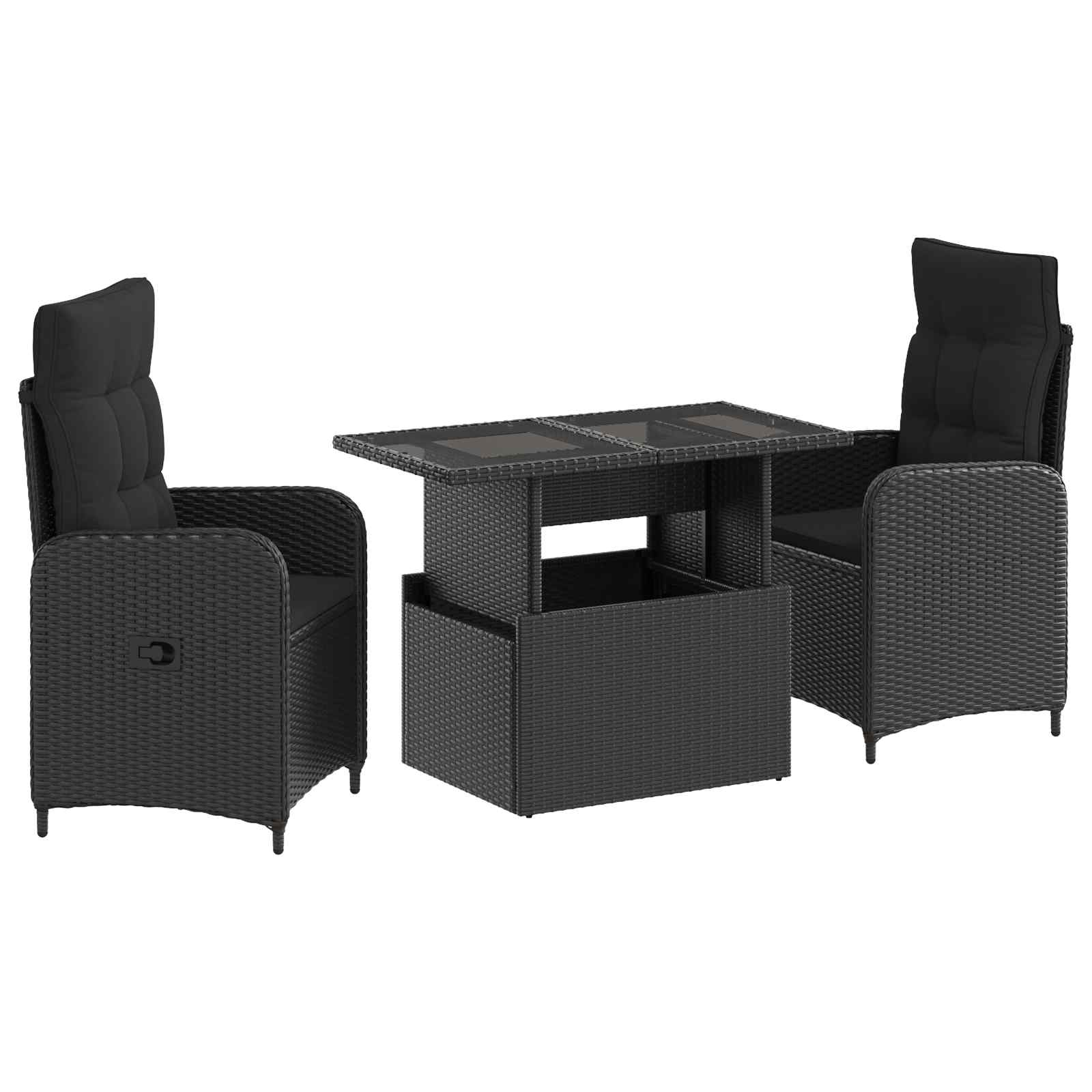 3422400_1.jpg vidaXL Záhradná jedálenská súprava 3 pcs Čierna polyratan – Obrázok 1