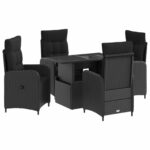 vidaXL Záhradná jedálenská súprava 5 pcs Čierna polyratan