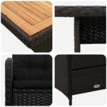 vidaXL Záhradná jedálenská súprava 3 pcs Čierna – Obrázok 5