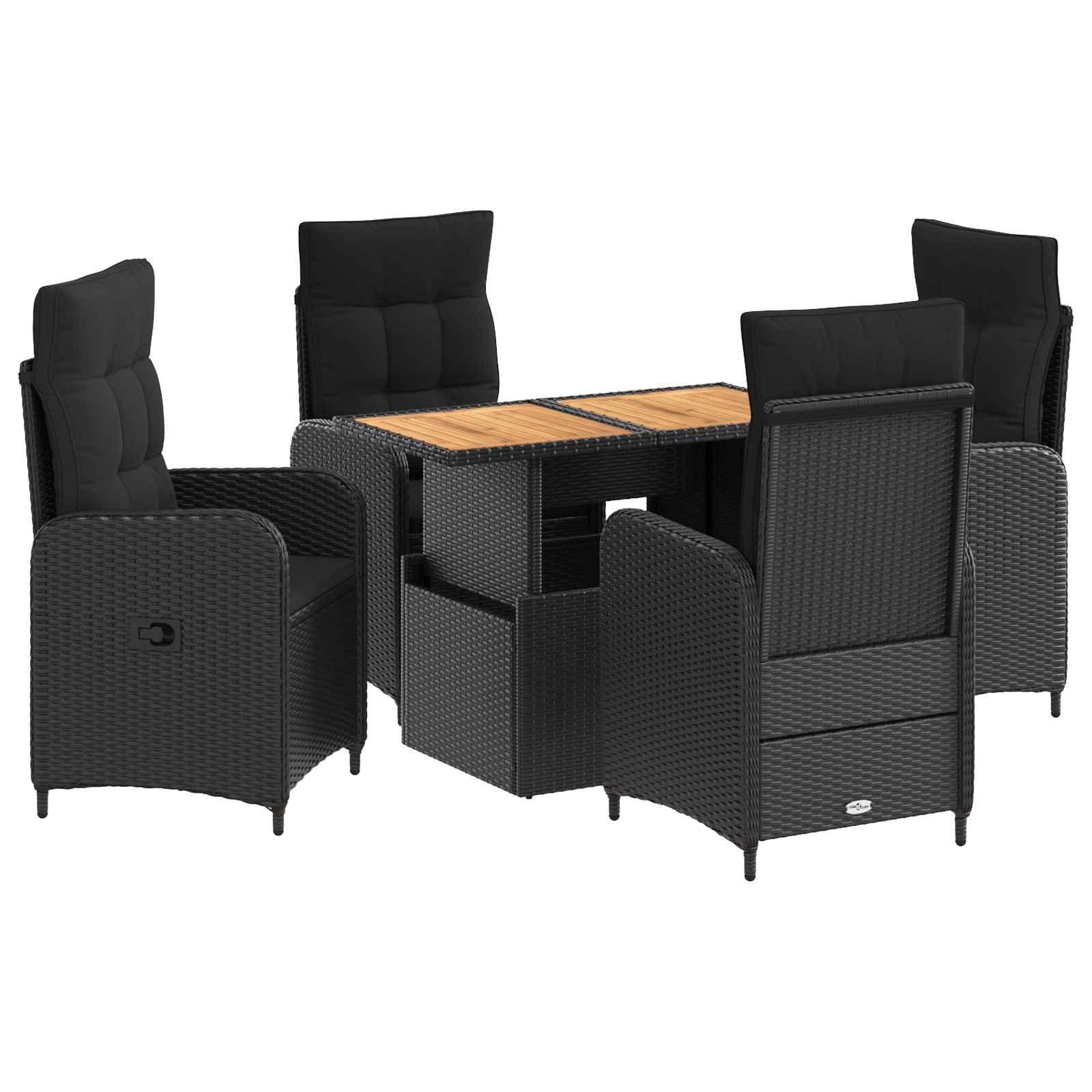 3422407_1.jpg vidaXL Záhradná jedálenská súprava 5 pcs Čierna – Obrázok 1