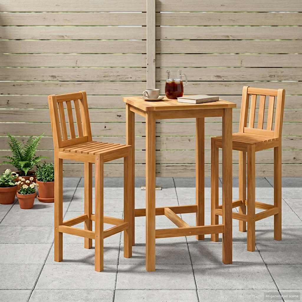 3422497_1.jpg vidaXL Súprava pre vonkajší bar 3 pcs Nepoužité Husté teakové drevo – Obrázok 1