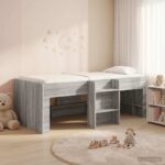 vidaXL Rám postele pre deti na vysokej posteli 2 pcs Sivý Sonoma – Obrázok 3