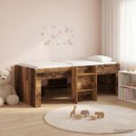 vidaXL Rám postele pre deti na vysokej posteli 2 pcs Staré drevo – Obrázok 3