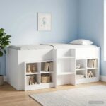 vidaXL Rám postele pre deti na vysokej posteli 2 pcs Biela – Obrázok 3