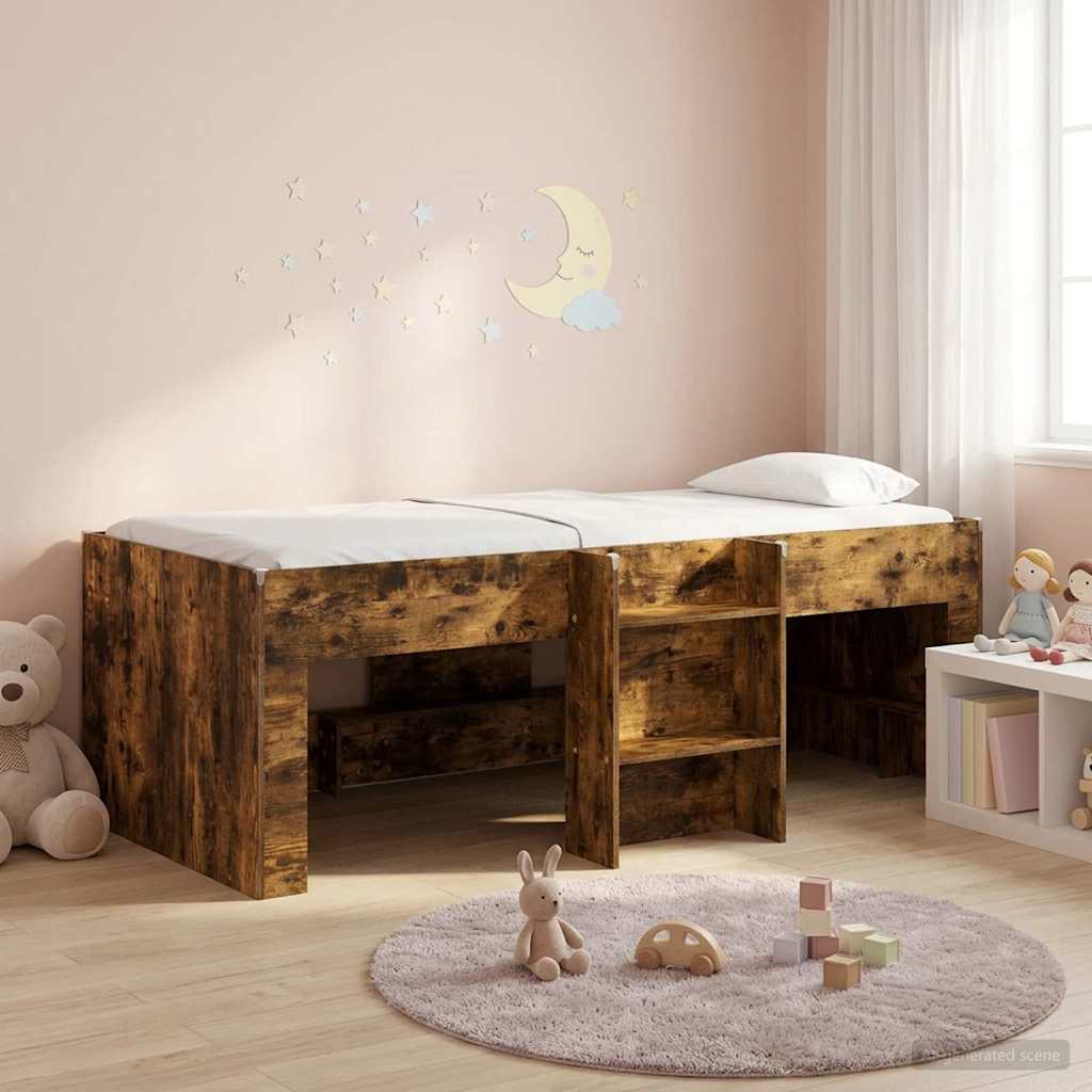 3422567_1.jpg vidaXL Rám postele pre deti na vysokej posteli 2 pcs Dymový dub – Obrázok 1