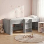 vidaXL Rám postele pre deti na vysokej posteli 2 pcs Sivý Sonoma – Obrázok 3