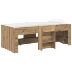 vidaXL Rám postele pre deti na vysokej posteli 2 pcs Dub artisan – Obrázok 2