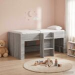 vidaXL Rám postele pre deti na vysokej posteli 2 pcs Sivý Sonoma – Obrázok 3