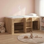 vidaXL Rám postele pre deti na vysokej posteli 2 pcs Dub artisan – Obrázok 3