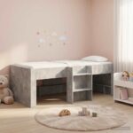 vidaXL Rám postele pre deti na vysokej posteli 2 pcs Betónovo sivá – Obrázok 3