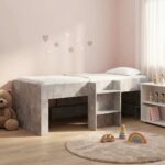 vidaXL Rám postele pre deti na vysokej posteli 2 pcs Betónová – Obrázok 3