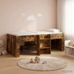 vidaXL Rám postele pre deti na vysokej posteli 2 pcs Dymový dub – Obrázok 3