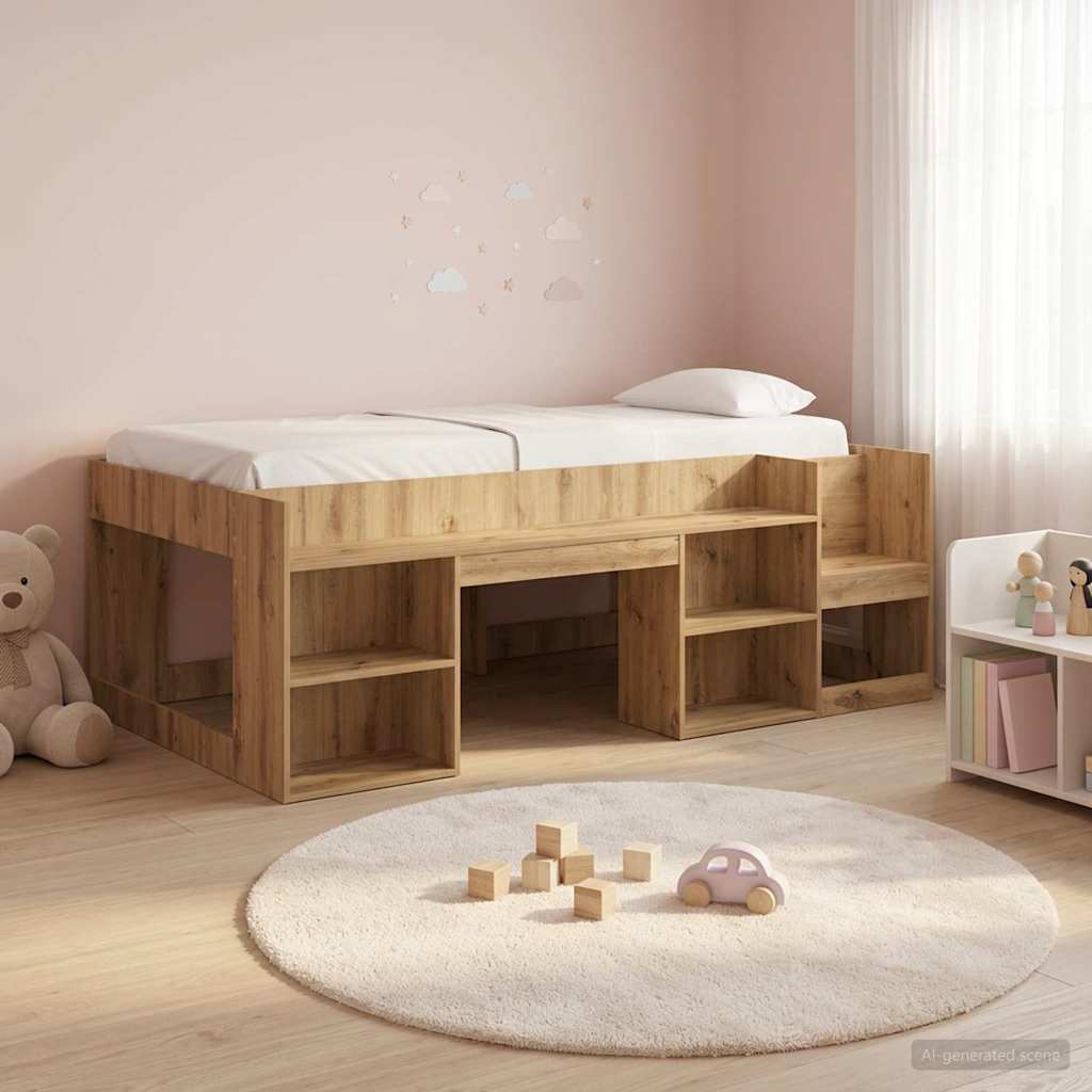 3422602_1.jpg vidaXL Detská posteľová konštrukcia so skladovaním Dub artisan – Obrázok 1