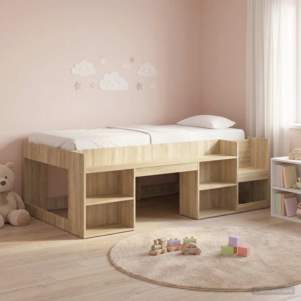 3422613_1.jpg vidaXL Detská posteľová konštrukcia so skladovaním Dub sonoma – Obrázok 1