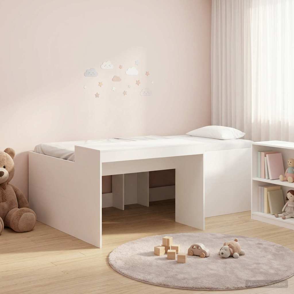 3422643_1.jpg vidaXL Detská vysoká posteľ s pultom Biela 80 x 200 cm – Obrázok 1