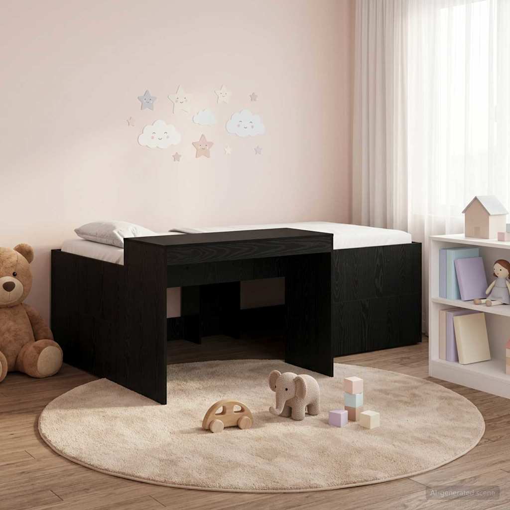 3422644_1.jpg vidaXL Detská vysoká posteľ s pultom Čierna 80 x 200 cm – Obrázok 1