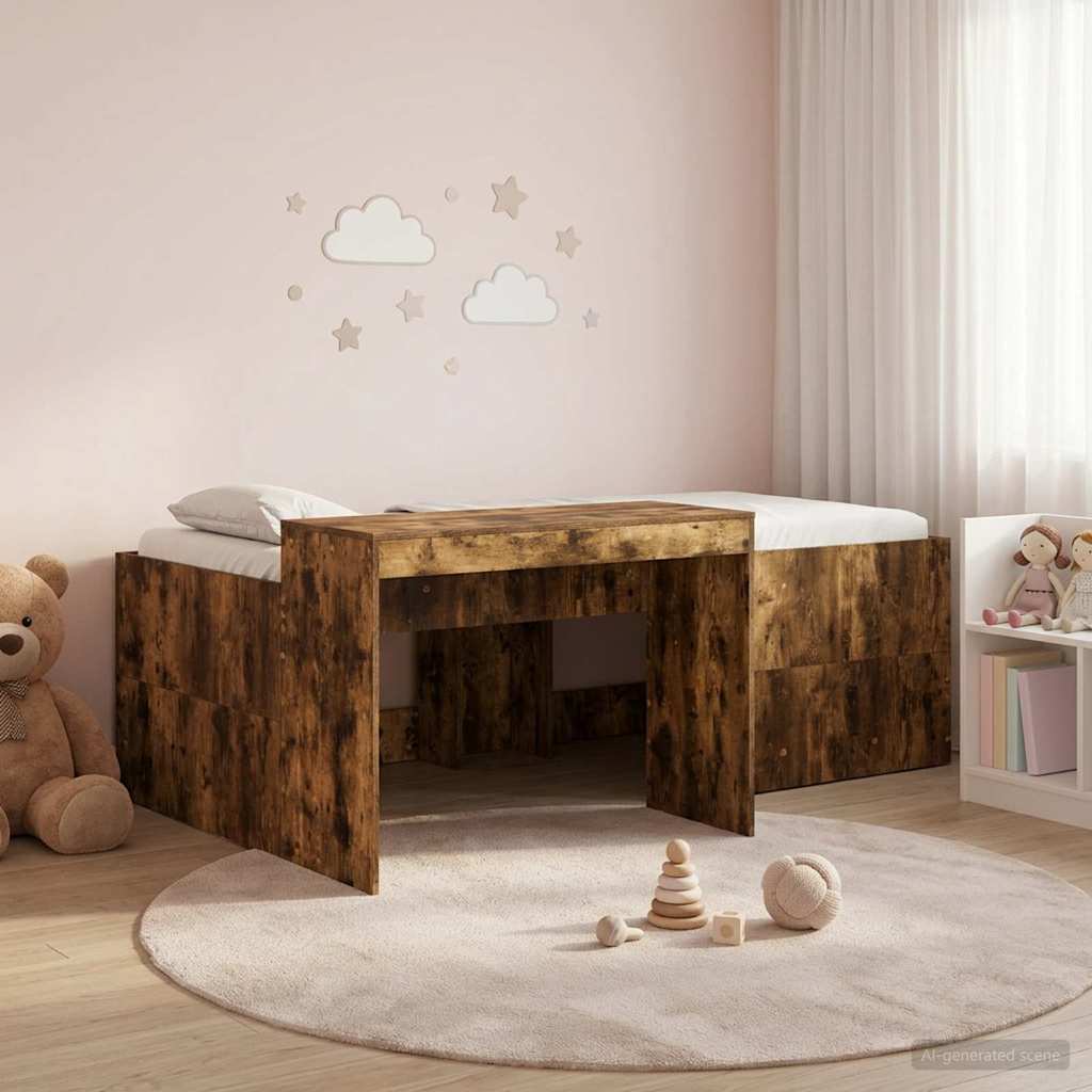 3422647_1.jpg vidaXL Detská vysoká posteľ s pultom Dymový dub 80 x 200 cm – Obrázok 1