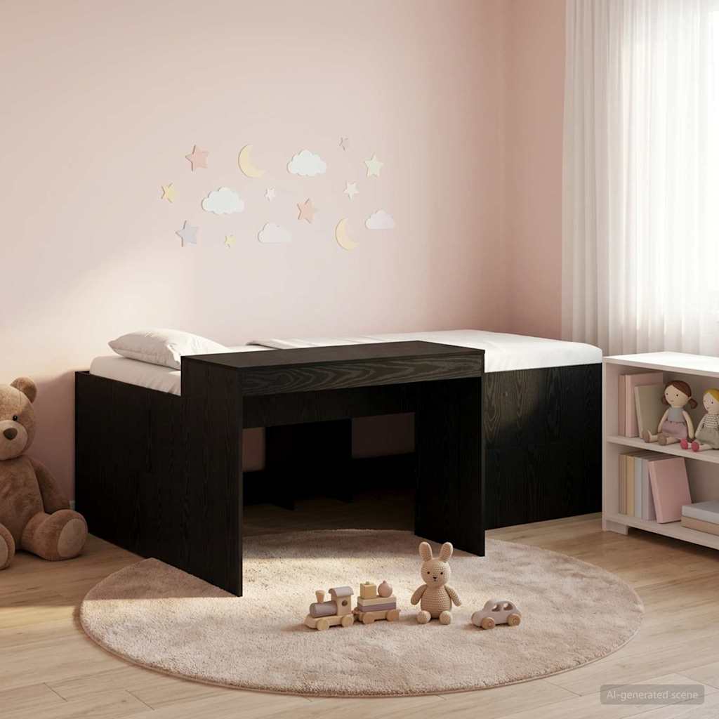 3422652_1.jpg vidaXL Detská vysoká posteľ s pultom Čierna 90 x 200 cm – Obrázok 1