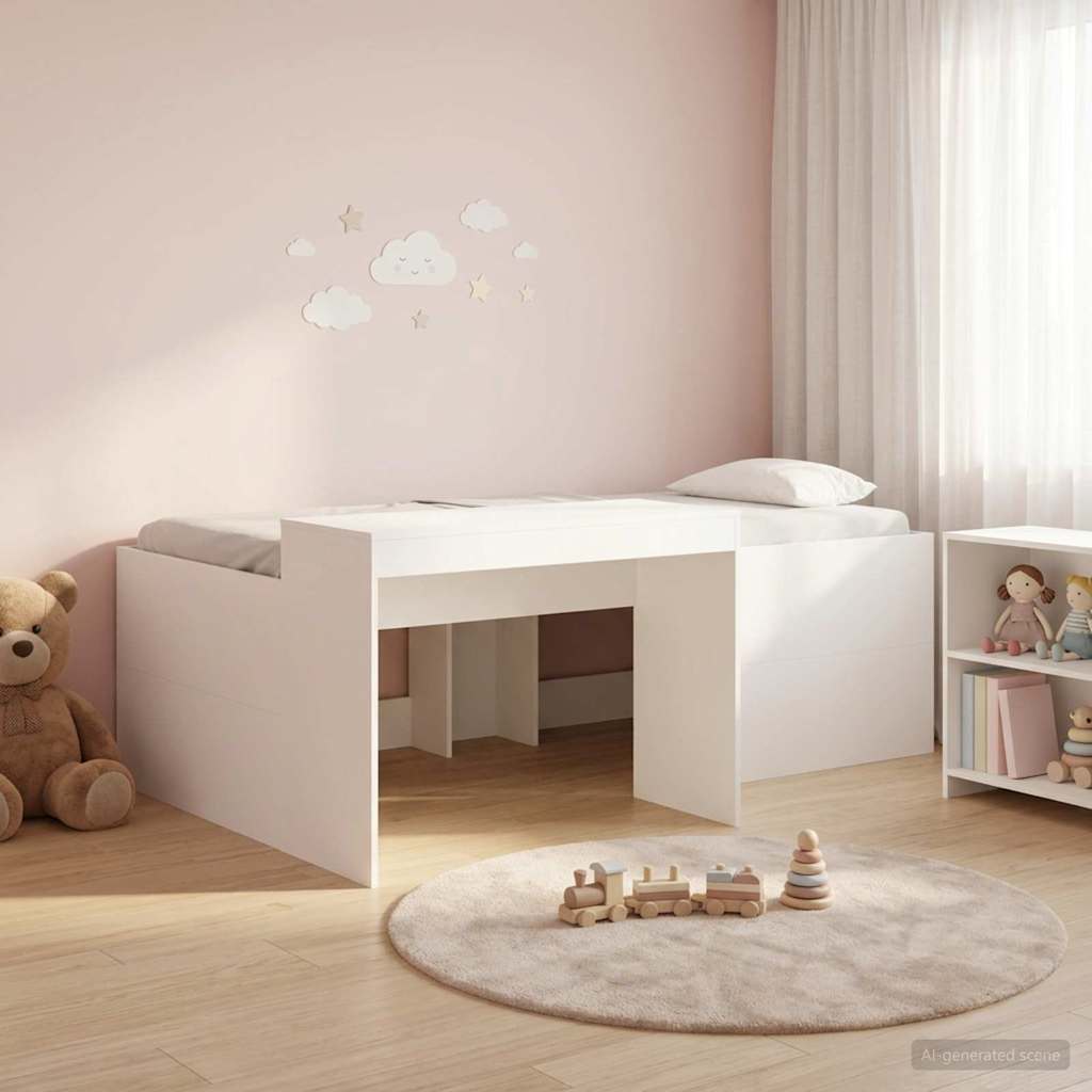 3422683_1.jpg vidaXL Detská vysoká posteľ s pultom Biela 75 x 190 cm – Obrázok 1