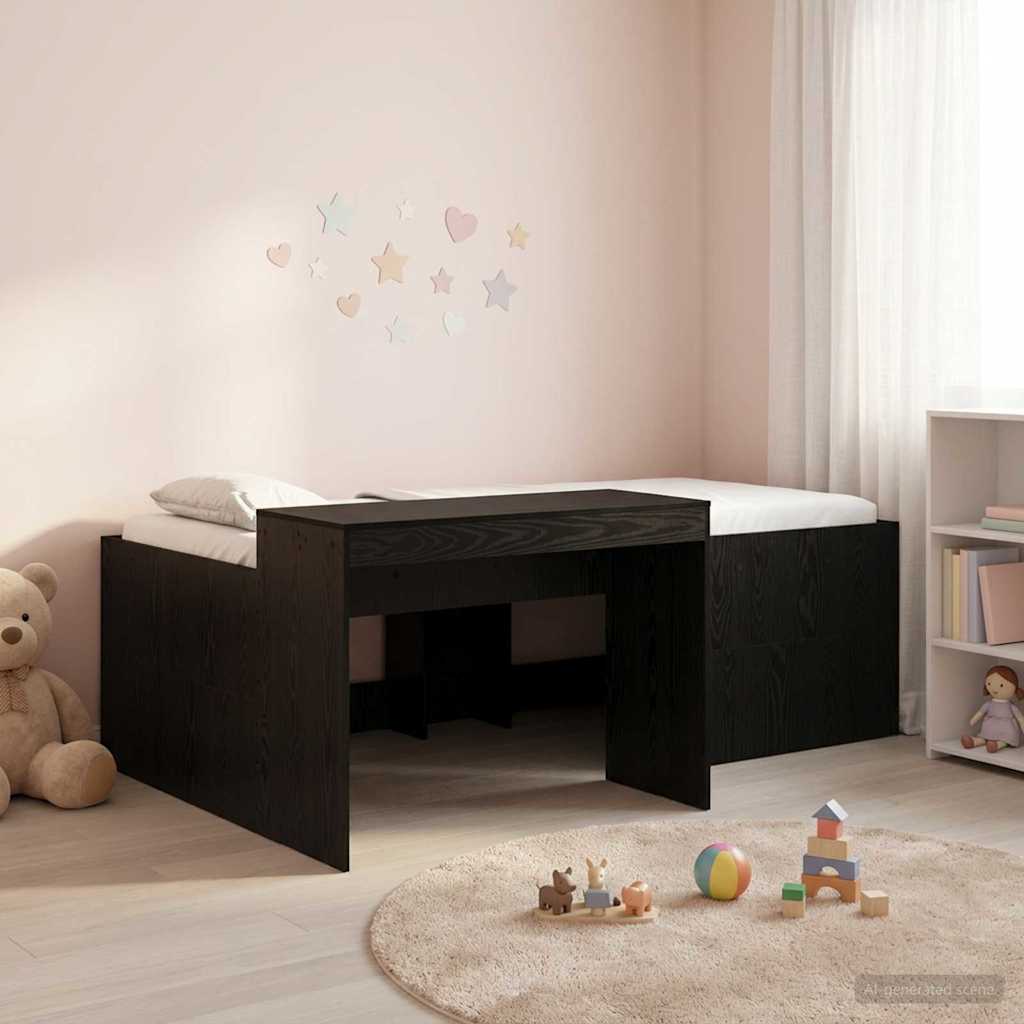 3422684_1.jpg vidaXL Detská vysoká posteľ s pultom Čierna 75 x 190 cm – Obrázok 1