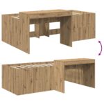vidaXL Detská vysoká posteľ s pultom Dub artisan 75 x 190 cm – Obrázok 8