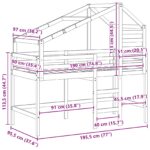 vidaXL Rám podkrovnej postele Vosková Hnedá 90 x 190 cm – Obrázok 12