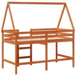 vidaXL Rám podkrovnej postele Vosková Hnedá 90 x 190 cm – Obrázok 8