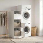 vidaXL Súprava na pranie s úložiskom 2 pcs Biely Konštruované drevo – Obrázok 4