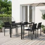vidaXL Záhradný nábytok 5 pcs Čierna a antracit 140 x 70 x 73 cm