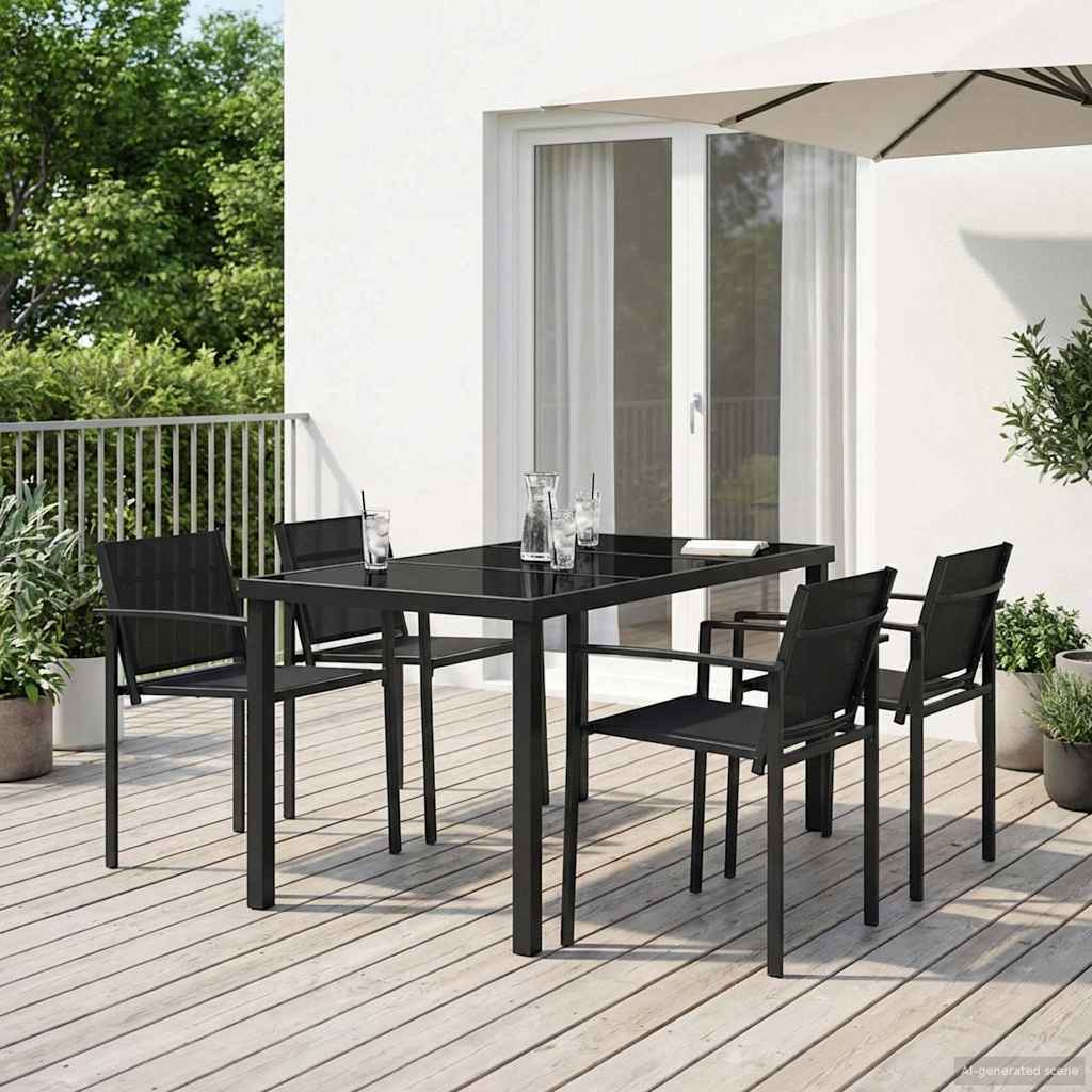 3422880_1.jpg vidaXL Záhradný nábytok 5 pcs Čierna a antracit 140 x 70 x 73 cm – Obrázok 1