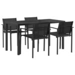 vidaXL Záhradný nábytok 5 pcs Čierna a antracit 140 x 70 x 73 cm – Obrázok 2