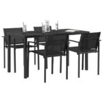 vidaXL Záhradný nábytok 5 pcs Čierna a antracit 140 x 70 x 73 cm – Obrázok 3