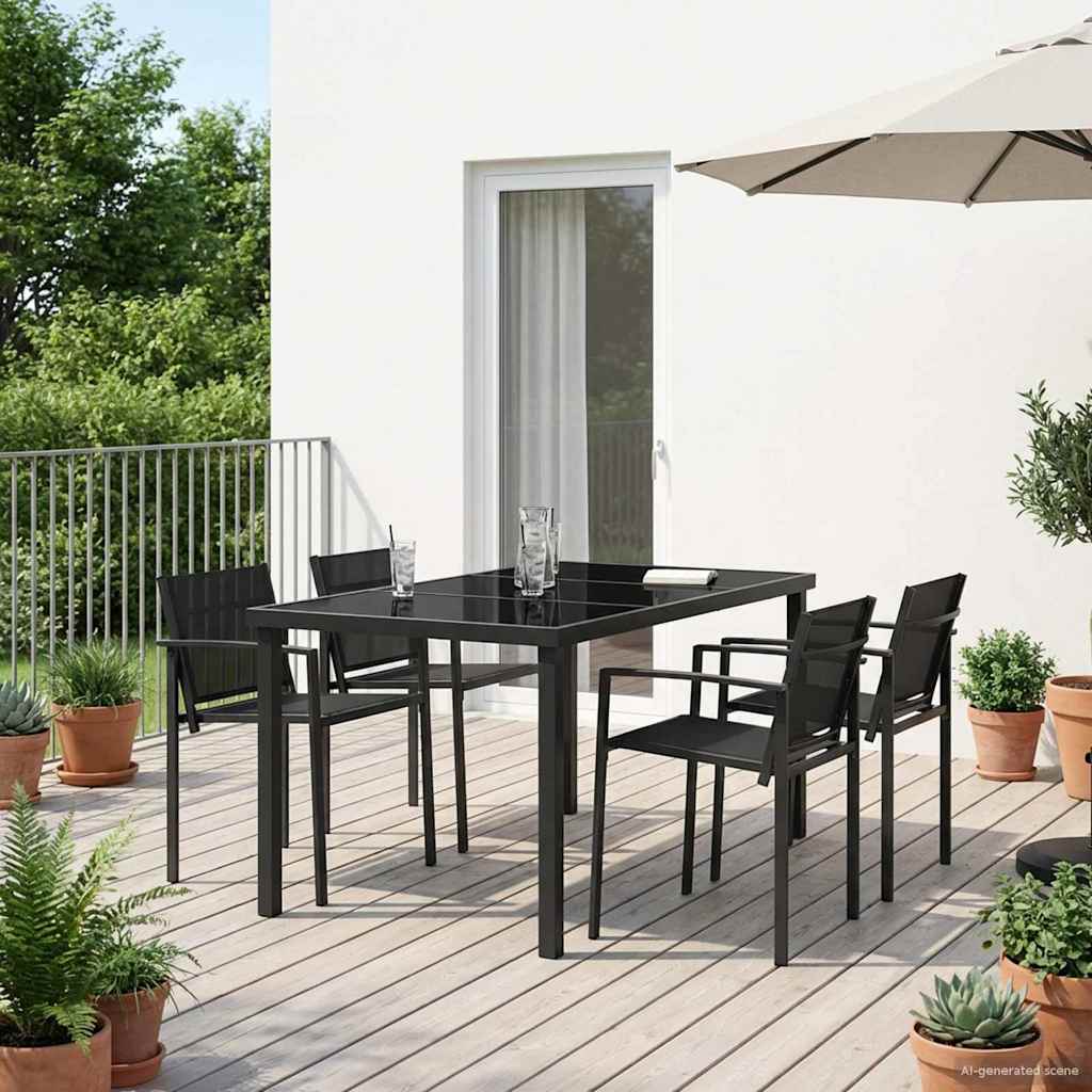 3422881_1.jpg vidaXL Záhradný nábytok 5 pcs Čierna a antracit 160 x 80 x 73 cm – Obrázok 1