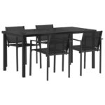vidaXL Záhradný nábytok 5 pcs Čierna a antracit 160 x 80 x 73 cm – Obrázok 2