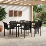 vidaXL Záhradný nábytok 7 pcs Čierna a antracit 160 x 80 x 73 cm