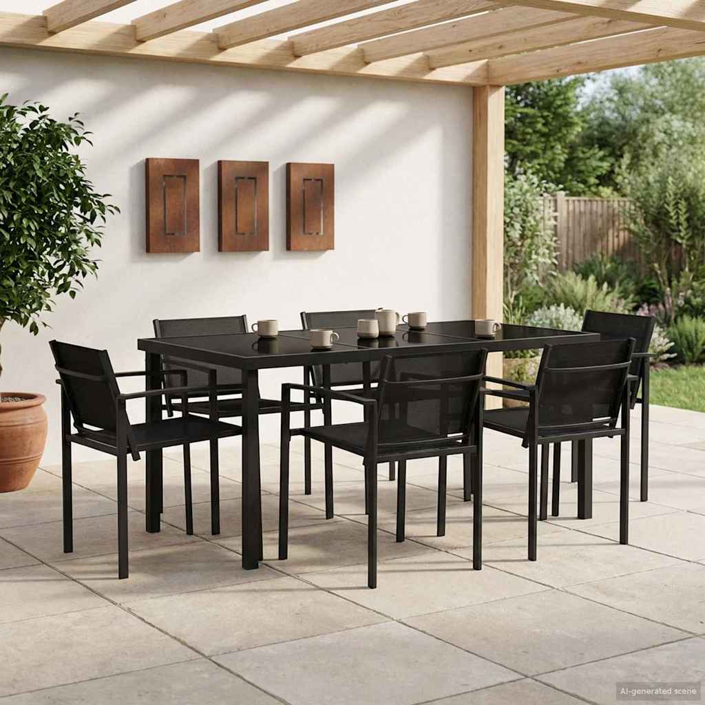 3422882_1.jpg vidaXL Záhradný nábytok 7 pcs Čierna a antracit 160 x 80 x 73 cm – Obrázok 1