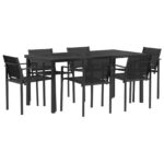vidaXL Záhradný nábytok 7 pcs Čierna a antracit 160 x 80 x 73 cm – Obrázok 2