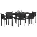 vidaXL Záhradný nábytok 7 pcs Čierna a antracit 160 x 80 x 73 cm – Obrázok 3