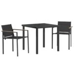 vidaXL Záhradný nábytok 3 pcs Čierna a antracit 80 x 80 x 73 cm – Obrázok 2