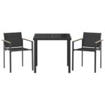 vidaXL Záhradný nábytok 3 pcs Čierna a antracit 80 x 80 x 73 cm – Obrázok 6
