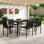 vidaXL Záhradný nábytok 7 pcs Čierna a antracit 160 x 80 x 73 cm
